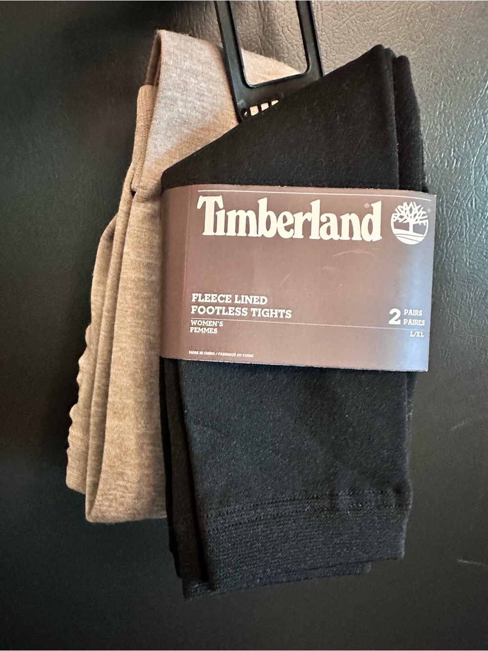 Timberland Black and tan Fleece-Lined Footless Tights